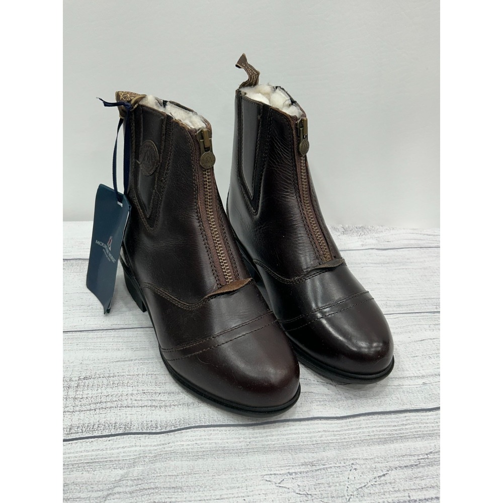 NEW Mountain Horse Aurora Boots Womens 5 Winter Paddock Brown Leather Front Zip